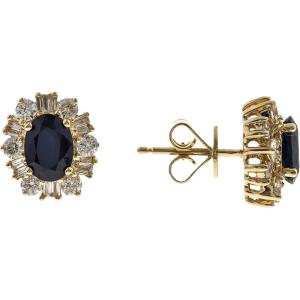 imageGin ampamp Grace womens 14K Yellow Gold With Natural Blue Sapphire And Natural Diamond I1 Stud Earring GJ7332EBS