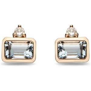 imageGin and Grace 14K Rose Gold Genuine Aquamarine Earrings with Diamonds for womenEthically Metal Gemstone Aquamarine Diamond