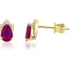 imageGin ampamp Grace 10K Yellow Gold Genuine Ruby Oval and Natural Diamond I1 Stud Earring for Women