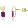 imageGin ampamp Grace 10K Yellow Gold Genuine Ruby and Natural Diamond I1 Earring for Women
