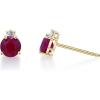imageGin ampamp Grace 10K Yellow Gold With Natural Ruby ampamp Natural Diamond I1 Stud Earring for Women