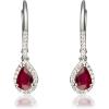 imageGin ampamp Grace 10K White Gold Genuine Ruby Pear With Natural Diamond I1 Lever Back Earring for Women