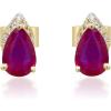 imageGin ampamp Grace 10K Yellow Gold Genuine Ruby Oval and Natural Diamond I1 Stud Earring for Women
