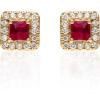 imageGin ampamp Grace 10K Yellow Gold Mozambique Genuine Ruby Earrings With Diamonds For Women