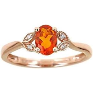 imageGin ampamp Grace 10K Rose Gold Natural Fire Opal ampamp Diamond Eternity Propose Promise Ring for Women