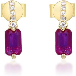 imageGin ampamp Grace 10K Yellow Gold Genuine Ruby and Natural Diamond I1 Earring for Women