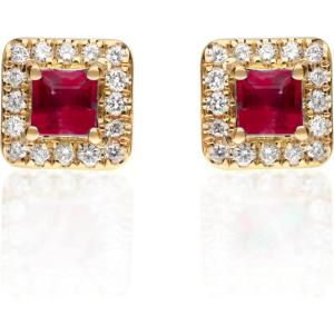imageGin ampamp Grace 10K Yellow Gold Mozambique Genuine Ruby Earrings With Diamonds For Women