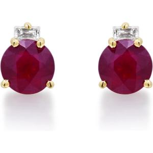 imageGin ampamp Grace 10K Yellow Gold With Natural Ruby ampamp Natural Diamond I1 Stud Earring for Women