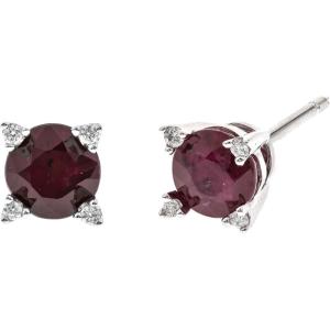 imageGin ampamp Grace 10k white Gold Mozambique Genuine Ruby Earrings with Diamonds for women  Ethically authentically ampamp organically sourced Roundcut shaped Ruby handcrafted jewelry for her  Ruby Earrings for women