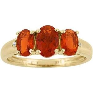 imageGin ampamp Grace 14K Yellow Gold Natural Maxican Fire Opal Ring with Diamonds for women  Ethically authentically ampamp organically sourced Ovalcut shaped opal handcrafted jewelry for her