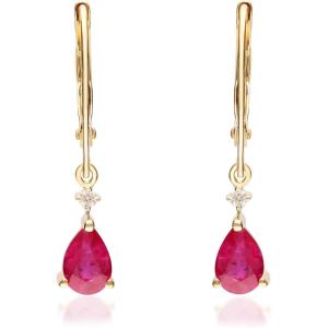 imageGin ampamp Grace 14K Yellow Gold Natural Ruby Diamond I1I2 Earring for Women