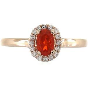 imageGin and Grace 14K Rose Gold Natural Mexican Fire Opal Ring with Diamonds for women  Ethically authentically ampamp organically sourced Ovalcut shaped opal handcrafted jewelry for her