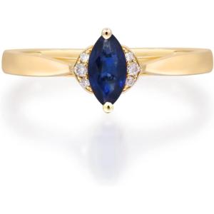 imageGin ampamp Garce 10K White Gold Genuine Blue Sapphire Ring with Diamonds for women  Ethically authentically ampamp organically sourced Marquise shaped Sapphire handcrafted jewelry for her