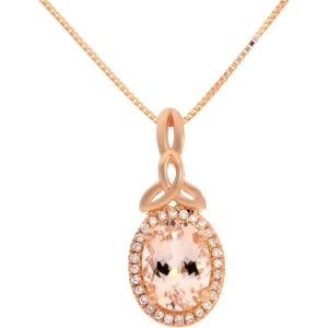 imageGin ampamp Grace 10K Rose Gold Genuine 2Ct Morganite Diamond I1I2 Holy Trinity Knot Pendant for Women