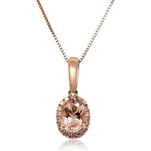 imageGin ampamp Grace 10K Rose Gold Natural Diamond I1I2 ampamp Pink Natural Morganite Pendant Necklace for Women