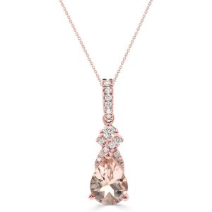 imageGin ampamp Grace 10K Rose Gold Pink Pear Cut Genuine Morganite ampamp Natural Diamond I1I2 Statment Pendant for Women