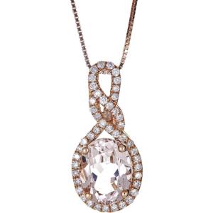 imageGin ampamp Grace 14K Rose Gold Genuine Morganite Diamond Pendants with Chain for Women  Ethically Authentically ampamp Organically Sourced Ovalcut shaped Morganite handcrafted Jewelry Gifts For Her Holiday Season Gifts
