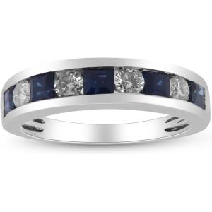 imageGin ampamp Grace 14K white Gold Genuine Blue sapphire and Diamond I1 Ring for Women Metal gemstone Sapphire
