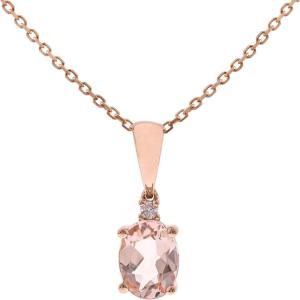 imageGin ampamp Grace Valentines Jewelry 10K Rose Gold Genuine Morganite Diamond I1I2 Pendant for Women