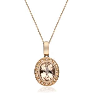 imageGin ampamp Grace Valentines Jewelry 10K Rose Gold Genuine Morganite ampamp Natural Diamond I1I2 Pendant for Women