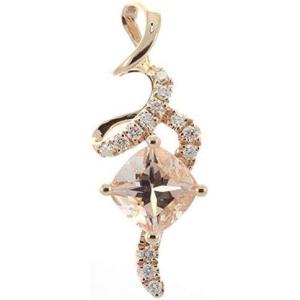imageGin ampamp Grace Valentines Jewelry 10K Rose Gold Natural Diamond I1I2 ampamp Genuine Morganite Pendant Necklace for Women