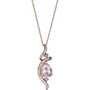 imageGin ampamp Grace Valentines Jewelry 10K Rose Gold Pink Natural Diamond I1I2 ampamp Genuine Morganite Gemstone Pendant Necklace for Women