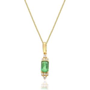 imageGin ampamp Grace 10K Yellow Gold Natural Diamond I1I2 ampamp Natural Emerald Pendant for Women