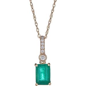 imageGin ampamp Grace 10K Yellow Gold Natural Zambian Emerald Pendant with natural Diamonds for women  Ethically authentically ampamp organically sourced Emerald Shape Emerald handcrafted jewelry for her
