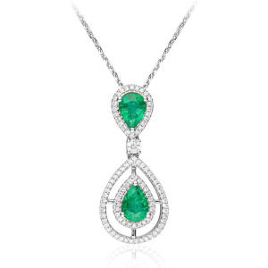imageGin ampamp Grace 14K White Gold Natural Zambian Emerald Pendant with natural Diamonds for Women Holiday Gifts  Ethically Authentically ampamp Organically Sourced Pearcut Emerald handcrafted Jewelry Gifts For Her Holiday Season Gifts