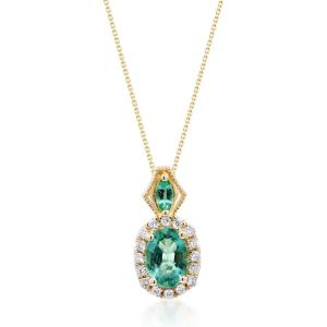 imageGin ampamp Grace 14K Yellow Gold Natural Zambian Emerald Pendant with natural Diamonds for Women Holiday Gifts  Ethically Authentically ampamp Organically Sourced Oval ampampMarquisecut Emerald handcrafted Jewelry Gifts For Her Holiday Season Gifts