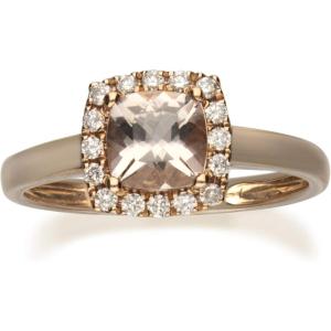 imageGin ampamp Grace 10K Rose Gold Genuine Cushion Cut Morganite Diamond Size 5 Ring for Women Jewelry Gifts