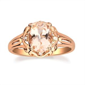 imageGin ampamp Grace 10K Rose Gold Genuine Morganite Ring with Diamonds for women  Ethically authentically ampamp organically sourced Ovalcut shaped Morganite handcrafted jewelry for her  Morganite Ring for women