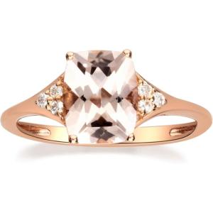 imageGin ampamp Grace 10K Rose Gold Genuine Morganite Ring with DiamondsEthically authentically ampamp organically sourced Cushioncut shaped Morganite handcrafted jewelry for her  Morganite Ring for women
