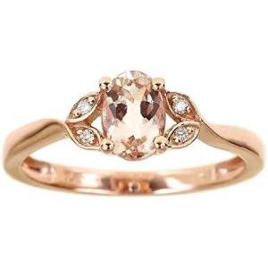imageGin ampamp Grace 10K Rose Gold Genuine Morganite ampamp Natural Diamond Eternity Propose Promise Ring for Women