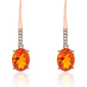 imageGin ampamp Grace womens 14K Rose Gold Natural Mexican Fire Opal Earrings With Diamonds  Ethically Authentically ampamp Organically Sourced OvalCut Shaped Fire Opal HandCrafted Jewelry LJ20781EFO