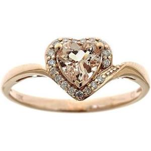 imageGin and Grace 10K Rose Gold Genuine Morganite Ring with Diamonds for women  Ethically authentically ampamp organically sourced Heartcut shaped Morganite handcrafted jewelry for her  Morganite Ring for women