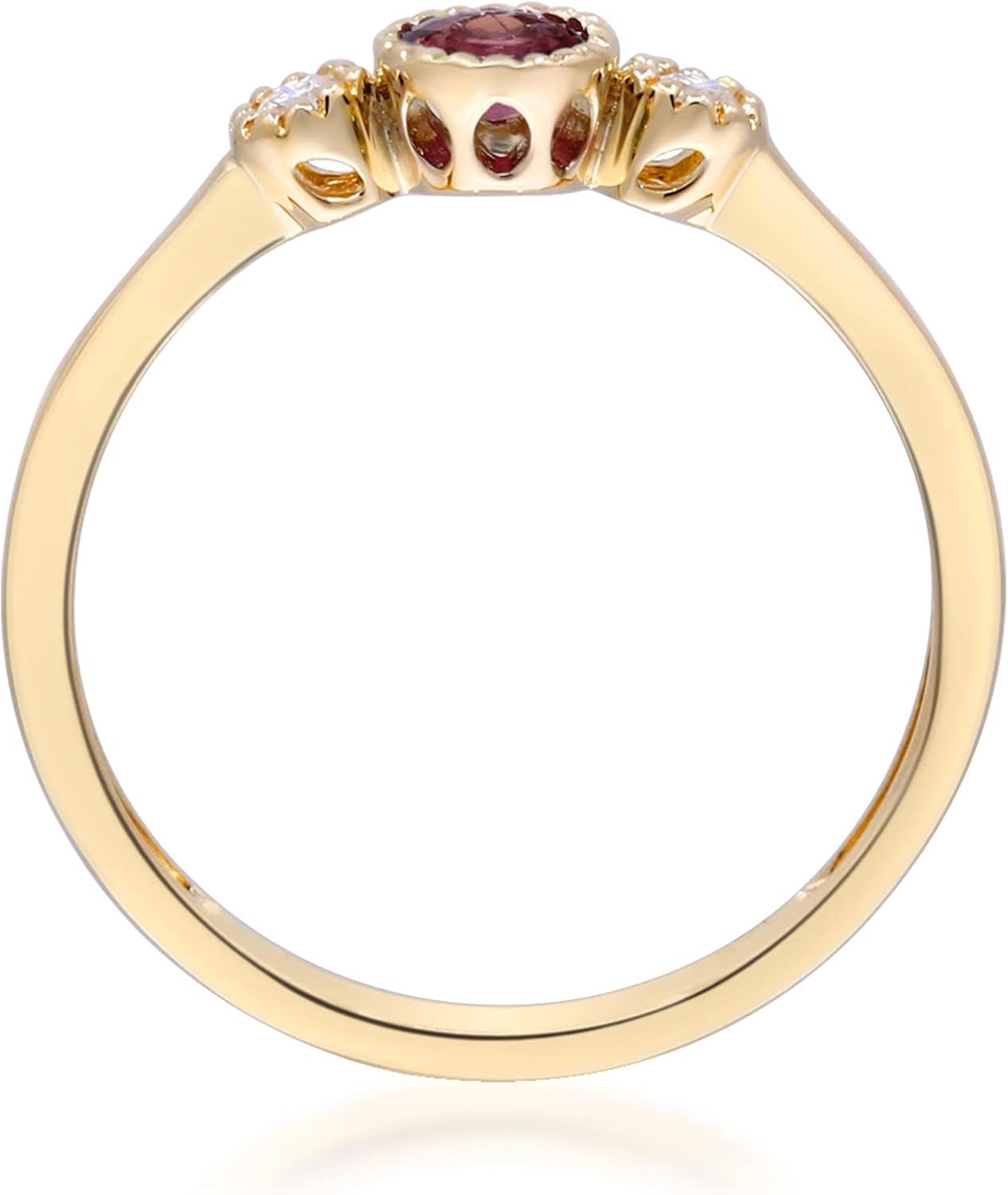 imageGin ampamp Grace 10K Yellow Gold Mozambique Genuine Ruby Ring with Diamonds for Women Holiday Gifts  Ethically Authentically ampamp Organically Sourced Round shaped Ruby handcrafted jewelry for her  Ruby Ring for Women Holiday Gifts