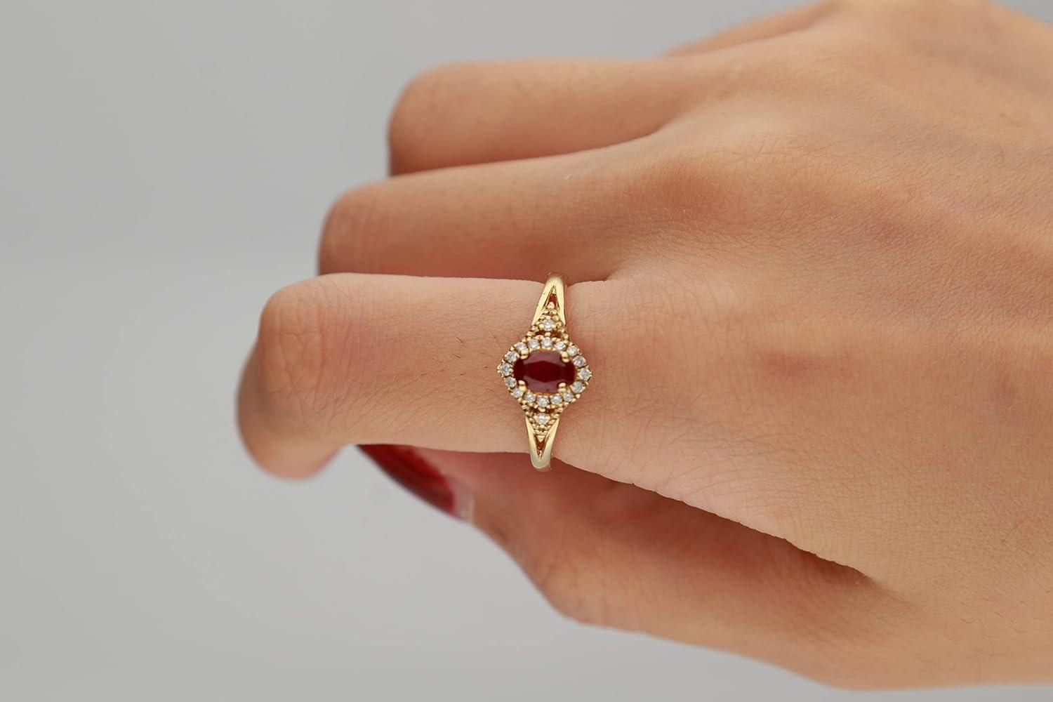 imageGin ampamp Grace 10K Yellow Gold Mozambique Genuine Ruby Ring with Diamonds for women  Ethically authentically ampamp organically sourced OvalCut shaped Ruby handcrafted jewelry for her  Ruby Ring for women