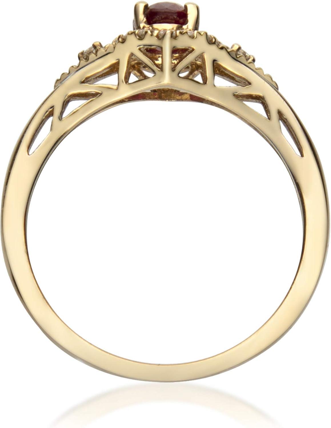 imageGin ampamp Grace 10K Yellow Gold Mozambique Genuine Ruby Ring with Diamonds for women  Ethically authentically ampamp organically sourced OvalCut shaped Ruby handcrafted jewelry for her  Ruby Ring for women