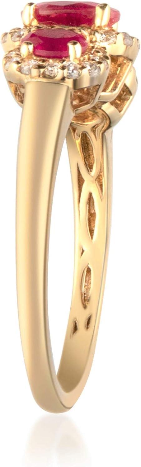 imageGin ampamp Grace 10K Yellow Gold Three Stone Genuine Ruby Diamond I1I2 Propose Promise Ring Size 7 for Women