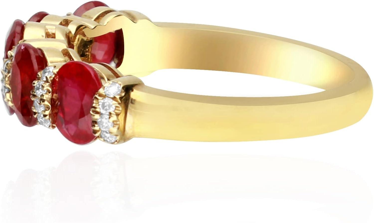 imageGin ampamp Grace 14K Yellow Gold Mozambique Genuine Ruby Ring with Diamonds for women  Ethically authentically ampamp organically sourced Oval shaped Ruby handcrafted jewelry for her  Ruby Ring for women