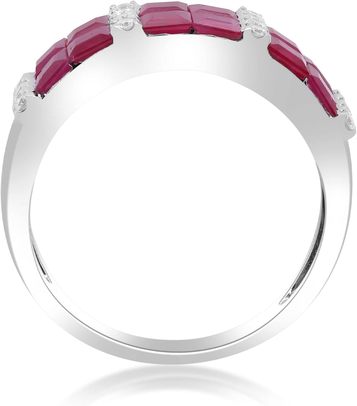 imageGin ampamp Grace 18K White Gold Mozambique Genuine Ruby Ring with Diamonds for Women  Ethically authentically ampamp organically sourced SquareCut Shaped Ruby HandCrafted Jewelry for her