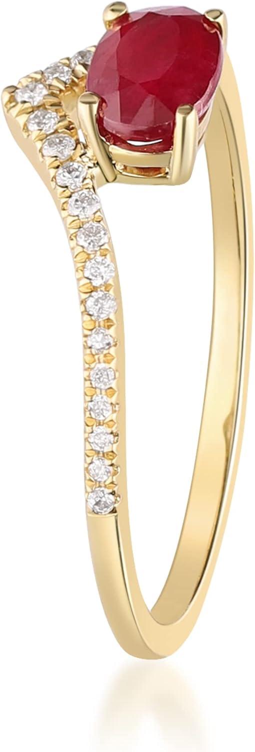 imageGin ampamp Grace Womens 10K Yellow Gold Mozambique Genuine Ruby Ring With Diamonds OvalCut Shaped TW1969RRuby9