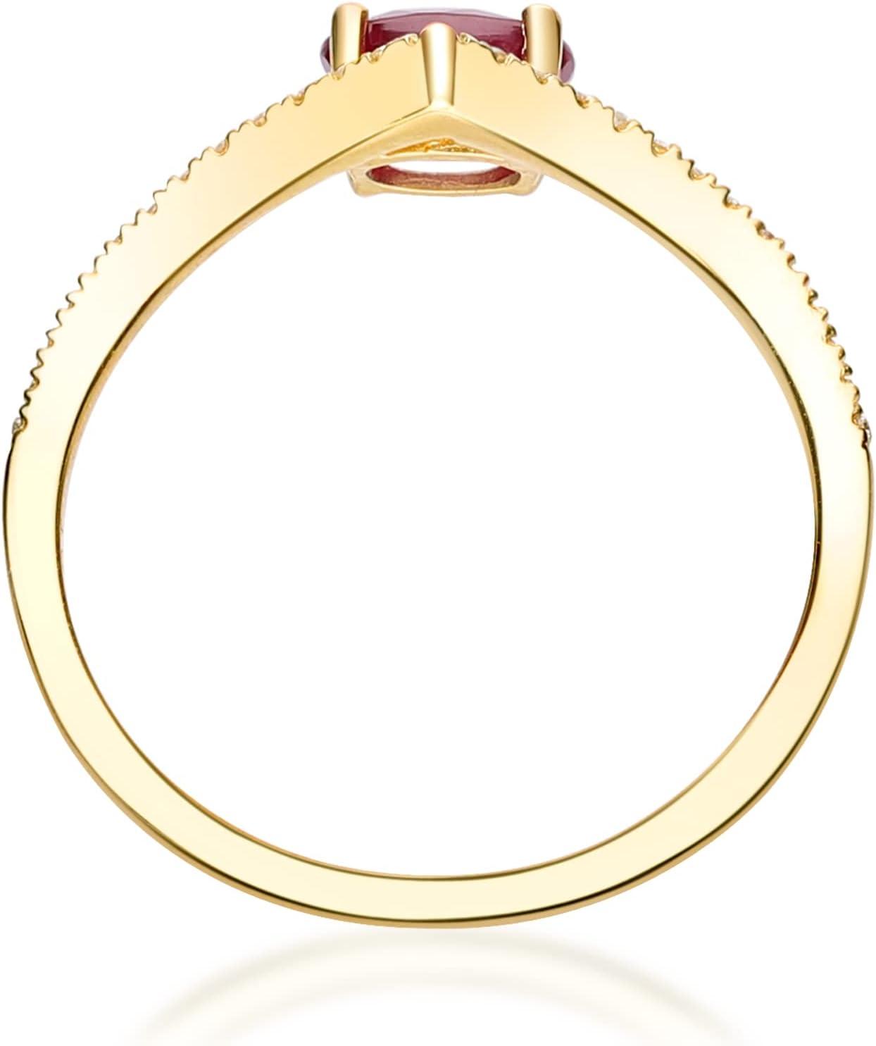 imageGin ampamp Grace Womens 10K Yellow Gold Mozambique Genuine Ruby Ring With Diamonds OvalCut Shaped TW1969RRuby9