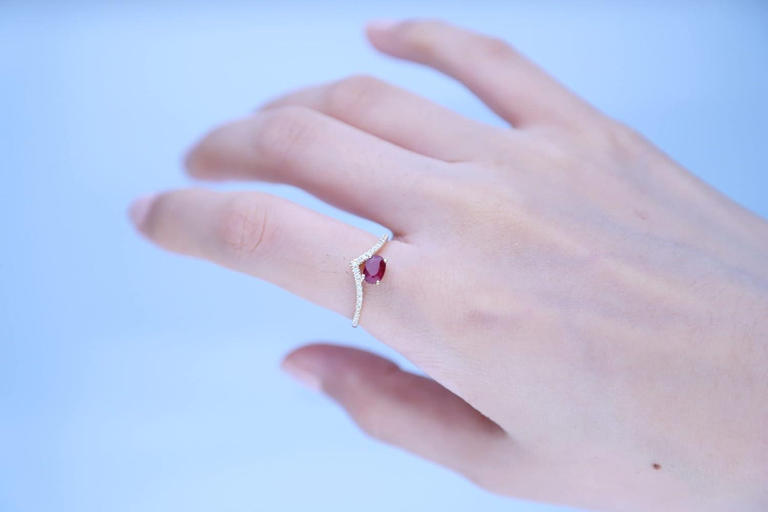 imageGin ampamp Grace Womens 10K Yellow Gold Mozambique Genuine Ruby Ring With Diamonds OvalCut Shaped TW1969RRuby9