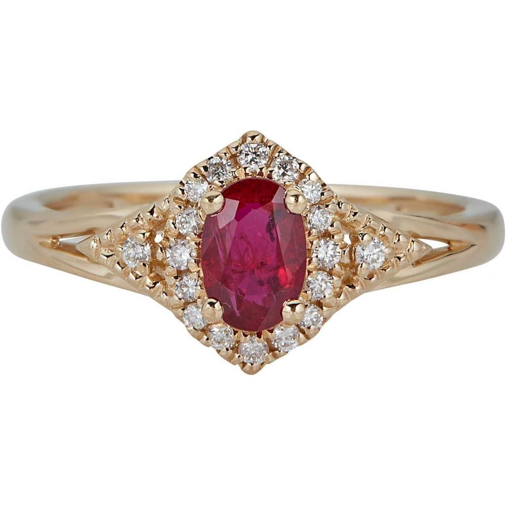 imageGin ampamp Grace 10K Yellow Gold Mozambique Genuine Ruby Ring with Diamonds for women  Ethically authentically ampamp organically sourced OvalCut shaped Ruby handcrafted jewelry for her  Ruby Ring for women