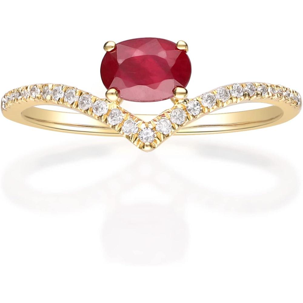 imageGin ampamp Grace Womens 10K Yellow Gold Mozambique Genuine Ruby Ring With Diamonds OvalCut Shaped TW1969RRuby9