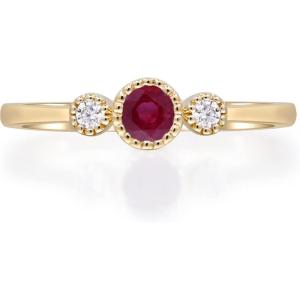 imageGin ampamp Grace 10K Yellow Gold Mozambique Genuine Ruby Ring with Diamonds for Women Holiday Gifts  Ethically Authentically ampamp Organically Sourced Round shaped Ruby handcrafted jewelry for her  Ruby Ring for Women Holiday Gifts