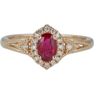 imageGin ampamp Grace 10K Yellow Gold Mozambique Genuine Ruby Ring with Diamonds for women  Ethically authentically ampamp organically sourced OvalCut shaped Ruby handcrafted jewelry for her  Ruby Ring for women