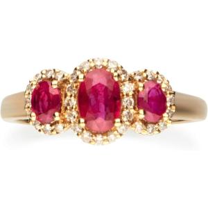 imageGin ampamp Grace 10K Yellow Gold Three Stone Genuine Ruby Diamond I1I2 Propose Promise Ring Size 7 for Women